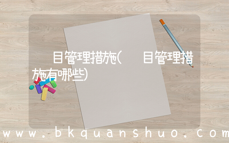 项目管理措施(项目管理措施有哪些)