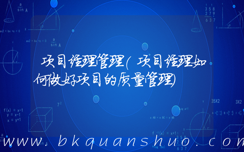 项目经理管理(项目经理如何做好项目的质量管理)