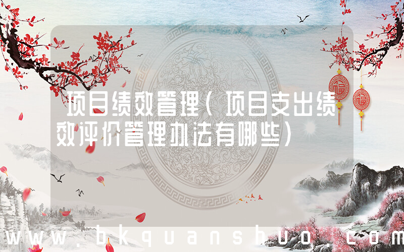 项目绩效管理(项目支出绩效评价管理办法有哪些)