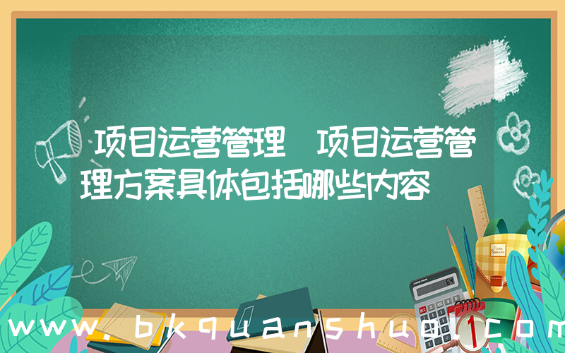 项目运营管理(项目运营管理方案具体包括哪些内容)