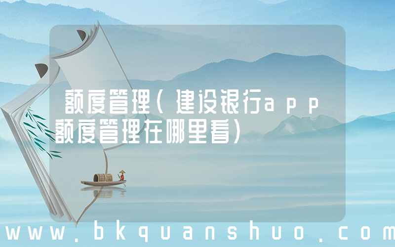 额度管理(建设银行app额度管理在哪里看)