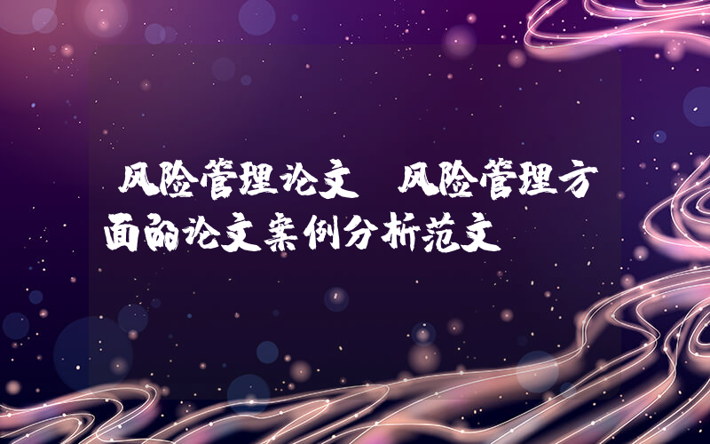 风险管理论文(风险管理方面的论文案例分析范文)