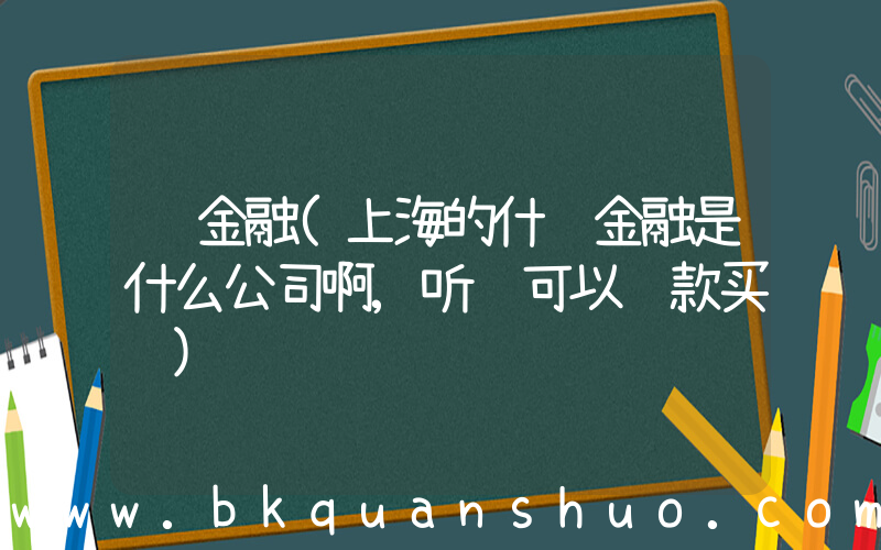 马金融(上海的什马金融是什么公司啊,听说可以贷款买车)